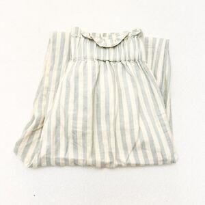 Madewell Vertical Blue Stripe Ruched Waist Linen Patterned Wide Leg Pant Size M